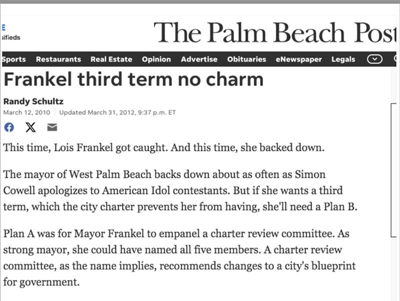 Frankel Denied Third Term